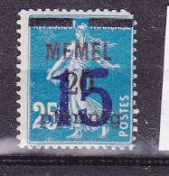 MEMEL N° 39 15S 20P 25C  BLEU TYPE SEMEUSE SURCHARGES 1 DENT COURTE A DROITE - Autres & Non Classés