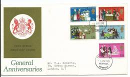 1970  General Anniversaries Set Of 5  Stamps On Neatly Addressed First Day Cover FDI Norwich 1 Apr 1970 - 1952-1971 Pre-Decimal Issues