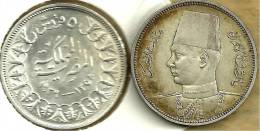 EGYPT 5 PIASTRES INSCRIPTIONS FRONT YOUNGER KING HEAD BACK 1939-1358 EF AG SILVER KM? READ DESCRIPTION CAREFULLY !!! - Egypte
