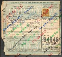 Colis Postaux Bulletin D´expédition 7.20 F Avec Timbre 2.40 F N° 64946 (cachet Gare S ?? 71 PLM) - Storia Postale