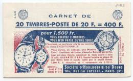 FRANCE CARNET N°1011B TYPE I MULLER 20F BLEU - C.14 - SERIE 16.58 - FRIMATIC/GRAMMONT/FRIMATIC/THIAUDE - Otros & Sin Clasificación