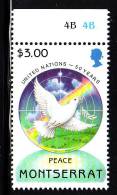 Montserrat MNH Scott #876 $3 Dove - Peace - United Nations 50th Anniversary - Montserrat