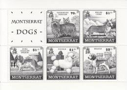 Montserrat MNH Scott #993a Souvenir Sheet Of Dogs - Yorkshire Terrier, Wesh Corgi, King Charles Spaniel, Poodle, Beagle - Montserrat