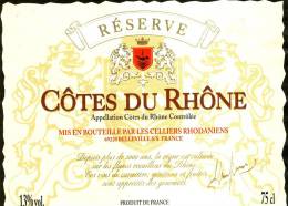 Etiquétte De Vin Côte Du Rhône Réserve - Côtes Du Rhône