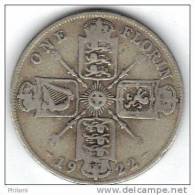 COINS  GRANDE BETAGNE KM 817a 1 Florin Silver 1922.   (DP198) - J. 1 Florin / 2 Schillings