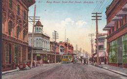## United States PPC HI - King Street From Fort Street, Honolulu T.H. Tram Tramways (2 Scans) - Honolulu