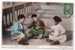Cpa Algérie - Alger - Jeunes Ouleds Jouant Aux Cartes - 1918 - Kinderen