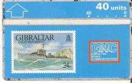 TARJETA DE GIBRALTAR DE UN SELLO CON UN BARCO (STAMP-SHIP) - Gibilterra