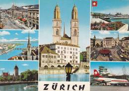 SUISSE,HELVETIA,SWISS,SCHWEIZ,SVIZZERA,SWITZERLAND ,ZURICK,ZURI,ZURIGO,photo Montage,avion Swissair,gare - Zürich