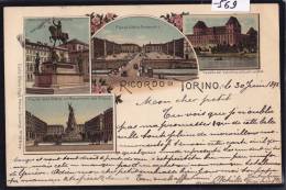 Ricordo Di Torino - Monumento, Piazze Castello Del Valentino - 1898 - Litho - Sigilo Torino Ferrovia(-569 Bis) - Castello Del Valentino