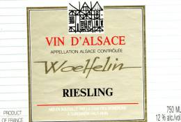 Etiquette De Vin Alsace Woehelin - Riesling