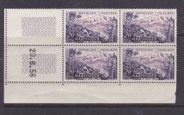 FRANCE N° 1041 20F VIOLET ET LILAS LE MONT PELE MARTINIQUE COIN DATE DU 20.6.1956 NEUF SANS CHARNIERE - 1950-1959