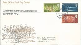 1970 9th British Commonwealth Games Set Of 3 Stamps On Neatly Addressed First Day Cover FDI Norwich 15 Jul 1970 - 1952-1971 Dezimalausgaben (Vorläufer)