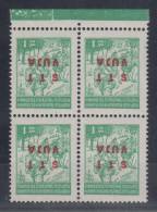 Italy Trieste Zone B STT Vuja 1 Din Inverted Overprint Block Of Four 1953 MNH ** - Neufs