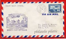 CANADA 1ER VOL SUR LETTRE DE 1939 DE NORTH BAY POUR OTTAWA - Premiers Vols