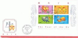 L-HG8 - HONG KONG FDC Bloc Année Du Boeuf 1997 - FDC