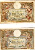 Billet , 100 Francs , Cent , LUC OLIVIER MERSON , Tb , 24-6-1937 , 6-4-1939 , Lot De 2 BILLETS - 100 F 1908-1939 ''Luc Olivier Merson''