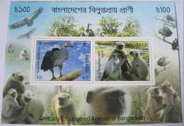 Bangladesh 2012 Endangered Animal MS Se-tenant Bird & Monkey MNH Vogel Wildlife - Collections, Lots & Séries