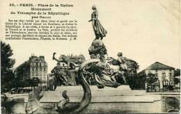 PARIS - PLACE DE LA NATION MONUMENT DU TRIOMPHE DE LA REPUBLIQUE PAR DALOU VG IN BUSTA XCOMO ORIGINALE D´EPOCA 100% - Ile-de-France