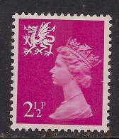 WALES GB QE2 1971 - 93  2 1/2p MAGENTA UMM STAMP 1 PHOSPHOR BAND SG W13..( C678 ) - Wales