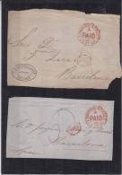 Grande Bretagne - 2 Devants - Documents De 1869 Et 1872 - Oblitération PAID - Covers & Documents