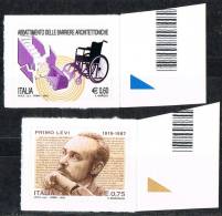 Italia 2012   Primo Levi  €. 0,75  + €. 0,60  Abb. Barriere Archit. Nuovi** Integri - 2011-20:  Nuevos