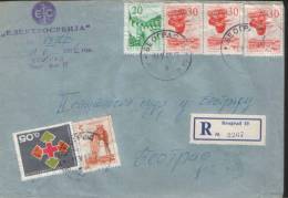 REGISTERED CVR WITH RED CROSS 1966 AS ADDITIONAL,VERY RICH FRANKING - Brieven En Documenten