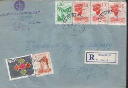 REGISTERED CVR WITH RED CROSS 1966 AS ADDITIONAL,VERY RICH FRANKING - Covers & Documents