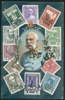 Austrian Stamps On Front Side Of Postcard. - Timbres (représentations)