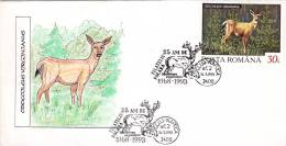 DEER,SPECIAL COVER,POSTMARK ON COVER,1993,ROMANIA - Game