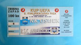 OSIIJEK - ANDERLECHT Belgium - 1998. UEFA CUP Qualif. Football Match Ticket * Foot Billet Soccer Fussball Futbol Belgie - Tickets - Entradas