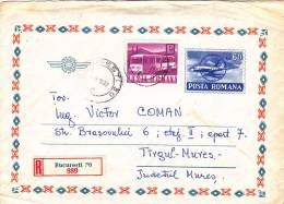 BUS,PLANE,ENTIERS POSTAUX,POSTAL STATIONERY,COVER,AIR MAIL,1967,ROMANIA - Lettres & Documents