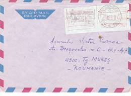 POSTMARK ON COVER FETE FEDERATE DES COSTUMES SUISSES,AIR MAIL,1986,ROMANIA - Storia Postale