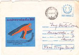 ICE SKATING,COVER STATIONERY,ENTIERS POSTAUX,1989,ROMANIA - Pattinaggio Artistico