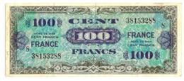 Billets) 100 FRS  France -  1945  -  Serie 8  - N° 38153288  (  3  Plis + Un épinglage 3 Trous  ) - 1945 Verso Francia