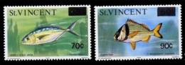 (003) St. Vincent   Fish / Poissons / Fische / Vissen / Overprints / Surcharges ** / Mnh  Michel 439-40 - St.Vincent (1979-...)