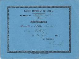LYCEE IMPERIAL CAEN . RECOMPENSE - Diplômes & Bulletins Scolaires