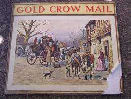 P322 Coperchi Di Scatola ? Porta Bottiglie, Stampa, Compensato, Scena Cavalli Con Diligenza "Gold Crow Mail" Anni '70 - Dozen