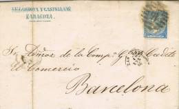 0448. Carta Entera ZARAGOZA 1866, Parrilla Numeral 15 - Lettres & Documents