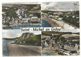 Saint-Michel-en-Grève (22) : 4 Vues Aériennes Générales Au Niveau De La Plage  En 1954 (animée) . - Saint-Michel-en-Grève