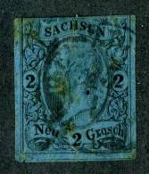 GS-381)  SAXONY  1855  Mi.# 10c / Sc.#11a  Used~pinhole - Saxe