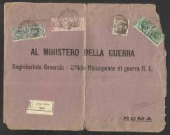 Italy Italia Victorio Emanuelle 85 C X 2 On Registered Gerace Marina Front Only 1923 War Office Ministero Della Guera - Versichert