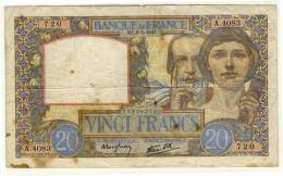 20  FRANCS  -  Type Sciences Et Travail  -  08/05/1941  -  Fayette N° 12-14 - 20 F 1939-1942 ''Science Et Travail''