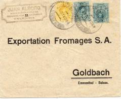 Carta 1920 De Valencia Estacion Del Norte A Lützelflüh-Goldbach,Emmental(Suiza) Edifil No.268,271, Bahnhof, Bahnpost - Briefe U. Dokumente
