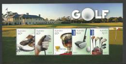 2011 Golf Mini Sheet Set Of 5 Includes 2 International Stamps Joined Strip  Complete Mint Never Hinged (MUH) As Issued - Blocks & Sheetlets