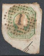 PORTUGAL - 1855-1856,  D. Pedro V. Cabelos Lisos.  50 R.   Verde Amarelo (sobre Fragmento)   (o) MUNDIFIL  Nº 8 - Oblitérés