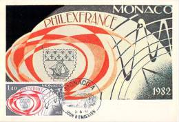 MONACO CARTE MAXIMUM  NUM.YVERT  1328 PHILEX FRANCE EXPOSITION - Cartes-Maximum (CM)