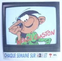 AUTOCOLLANT PUBLICITAIRE A2 & RTL - GASTON LAGAFFE - MERCI GASTON - Autocollants