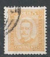 PORTUGAL - 1892-1893,  D. Carlos I.    5 R.   P. Porcelana  D. 11 3/4 X 12  Amarelo Laranja  (o)  MUNDIFIL  Nº 68 - Used Stamps