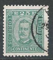PORTUGAL - 1892-1893,  D. Carlos I.   25 R.   P. Porcelana  D. 11 3/4 X 12    (o)   MUNDIFIL  Nº 70 - Oblitérés